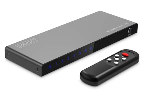 Conmutador HDMI 5x1 8K DIGITUS con 5 entradas y 1 salida HDMI 2.1 UHD para televisión y monitor