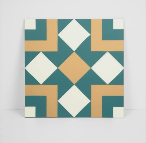 Colamo Luxury 8”X8” Swatch Green Orange Mix Matt Peel And Stick Backsplash,Faux Ceramic Adhesive Tile For Kitchen,Geometric Mediterranean Self Stick On Accent Wall For Bathroom,Fireplace,Waterproof #TOP20