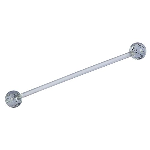 Oasis Plus 7Pcs 14G Clear Glitter Balls Sport Or Pregnancy Navel Belly Button Ring 1.5'' Flexible Bio Flex Barbell #TOP7