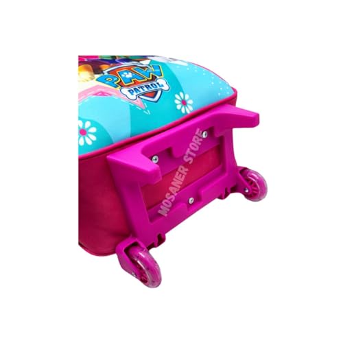 Kit Mochila Rodinhas Infantil Patrulha Canina Skye e Everest Cor Rosa com Lancheira e Estojo