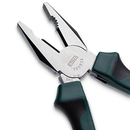 Sata 8-Inch Linesman Combination Pliers With Nickel-Chrome Steel Body And Green Anti-Slip Handles - St70303Ast #TOP2