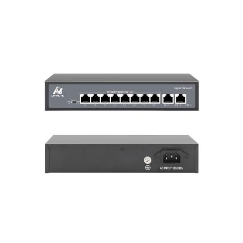 ONWOTE Switch PoE de 8 Puertos Gigabit 93W, 10/100/1000Mbps Auto-adaptativo, 8 Puertos PoE 1Gbps y 2 Puertos Uplink RJ45 1Gbps, Switch Ethernet No Gestionado para Sistema de Cámaras NVR PoE miniatura 1