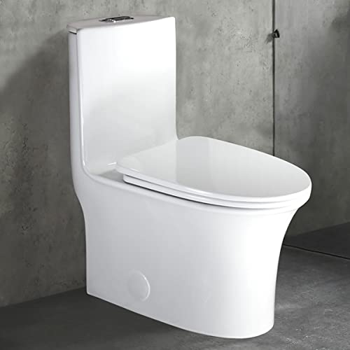 WinZo Elongated One Piece Toilet 3-in Dual Flush with Soft Closing Seat For Modern Bathroom,White (5020) WinZo Elongated One Piece Toilet 3-in Dual Flush with Soft Closing Seat For Modern Bathroom,White (5020)