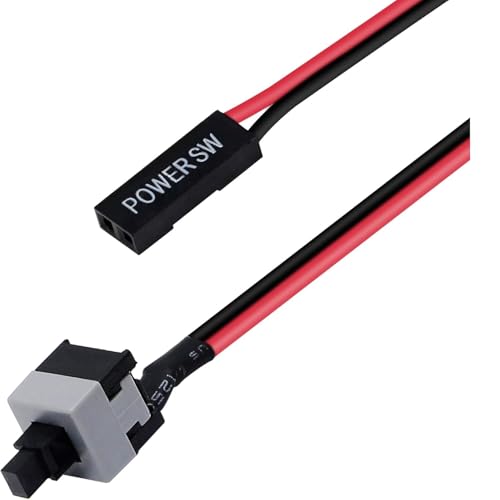 Cable del Interruptor Encendido de Ordenador, Botón Encendido Ordenador Placa Base, Power Switch Jumper, botón de reinicio placa base, Apto para Placa Base ATX,  2 Pines, Longitud de 50 cm
