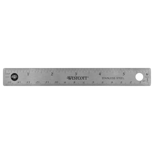 Westcott Stainless Steel Office Ruler with Non Slip Cork Base, 6-Inch (10414)