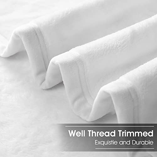 Image of EASELAND Soft Blanket Warm Fuzzy Microplush Lightweight Thermal Fleece Blankets for Couch Bed Sofa,California King 102X108Inch,White-with Stripe