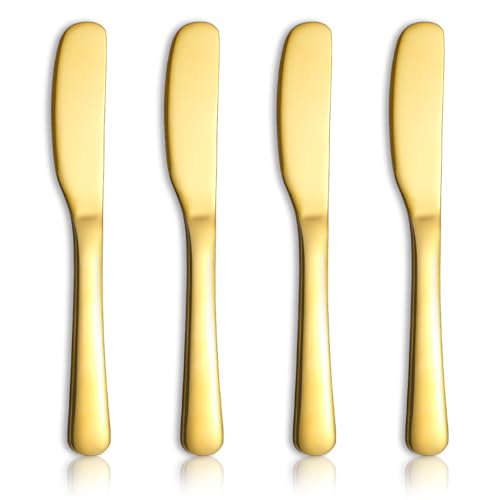 Homquen Edelstahl Buttermesser, Goldenes Buttermesser，Butter Applikator, Butter Applikator Messer kann für Küche-Restaurant-Party, Küche-Gadgets, Set von 4