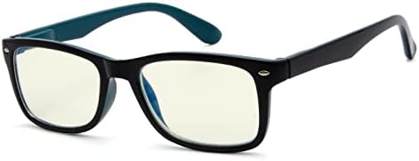 Eyekepper Computer Reading Glasses,UV Protection, Anti Glare,Anti-reflective Computer Readers (Black Blue, Yellow Tinted Lenses) +4.0