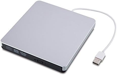 USB 3.0 Portable External DVD/CD-RW Drive with Built-in USB Cable - Silver