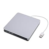 SZYIKUER USB 3.0 Portable External DVD/CD-RW Drive with Built-in USB Cable - Silver