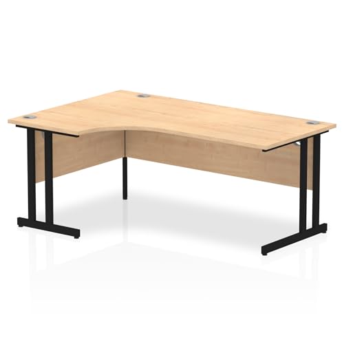 Image of Dynamic Impulse 1800mm Left Crescent Office Desk Maple Top Black Cantilever Leg