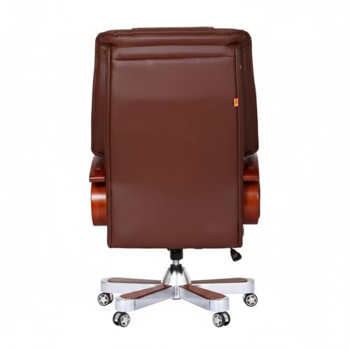Image of Lakdi The Furniture High Back Director & Executive Chair for Office Made in Plyboard with Leatherette and Soft Padded & Fixed Armrest & Revolving and Swivel Base, Recliner Chair - 111011327 Brown
