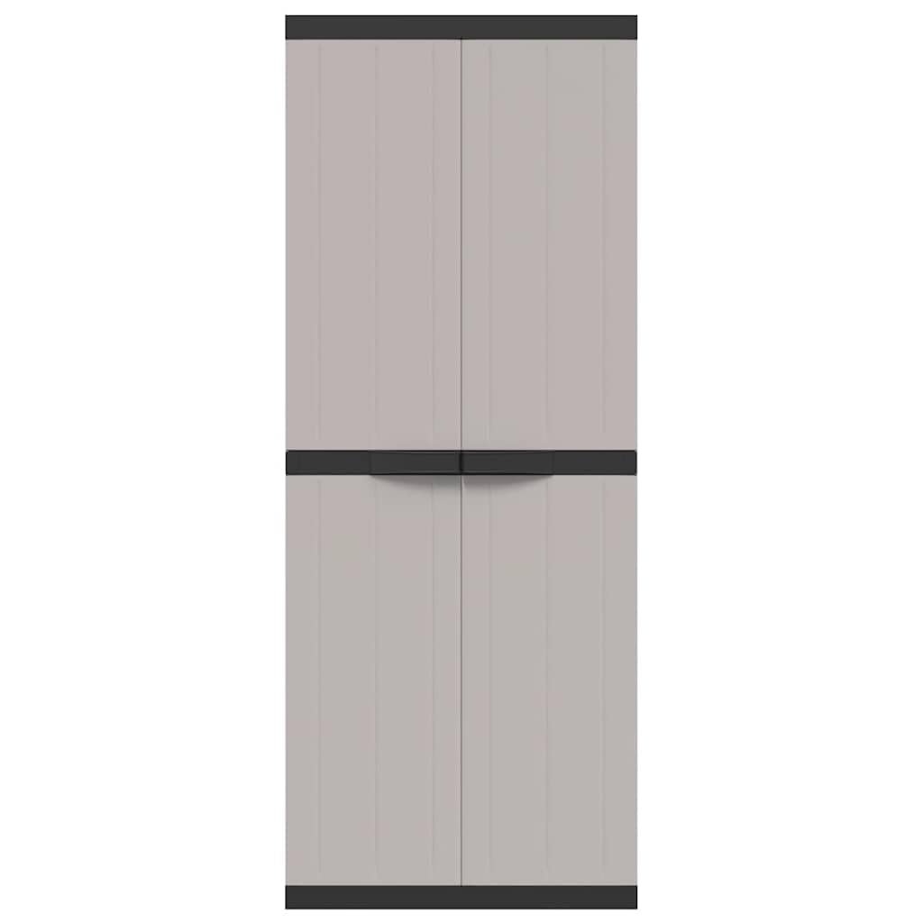 Genérico Armario de almacenaje Exterior PP Gris y Negro 65x37x165 cm,Mobiliario,Armarios y Almacenamiento,Taquillas y armarios de Almacenamiento,364201