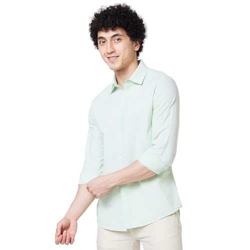 Image of Spykar Men's Regular Fit N /A Full Sleeve Solid Casual Shirts