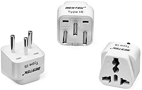 BESTEK Israel Travel Plug Adapter, Grounded Universal Type H Plug Adapter Israel to US Adapter - Ultra Compact for Israel, Palestine and More, 3 Pack
