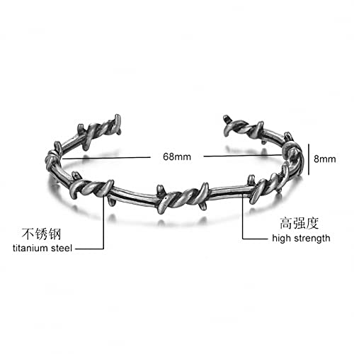Pulsera cuff unisex de acero y titanio con diseño geométrico miniatura 5