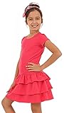 Generic Mädchen Kleid Schönes Kleid mit Volant II Sommer Kurzarm Baumwolle Kleider 116-158 (Koralle, 134, Numeric_134)