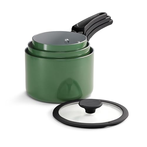 Image of Tramontina Ceramic Non Stick 6-Piece Nesting Sauce Pan Set - Green