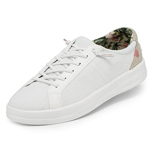 Hey Dude Women's Karina Natural Coconut White Size 6 | Women's Sneakers | Women's Casual Shoes | Comfortable & Light-Weight