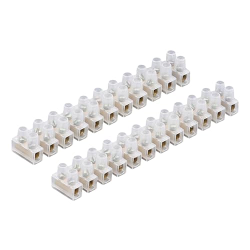 3A/5A/15A/30A/60A Electrical Connector Blocks 12 Way Clear Barrier Block Strip Wire Connector Electrical Choc Blocks Connecting for Wiring Cable Dual Row 12 Position (Pack 2 3A)