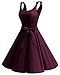 Bbonlinedress Summer Wedding Guest Dress Retro Round Neck Sleeveless Short Prom Dress Fit and Flare 50s Retro Swing Dress Burgundy S