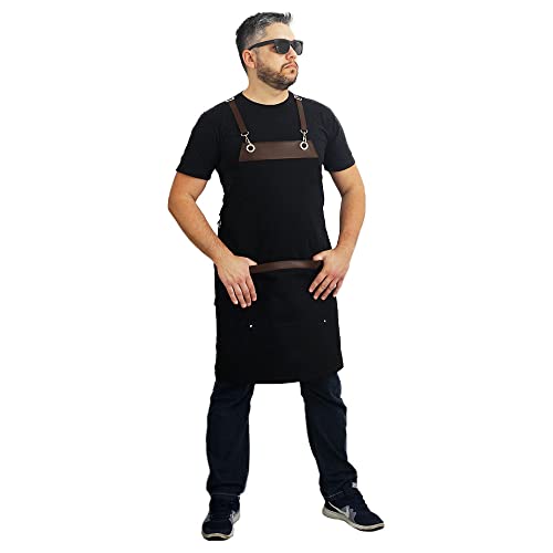 Avental para cozinha churrasqueiro bartender drink barista preto com marrom