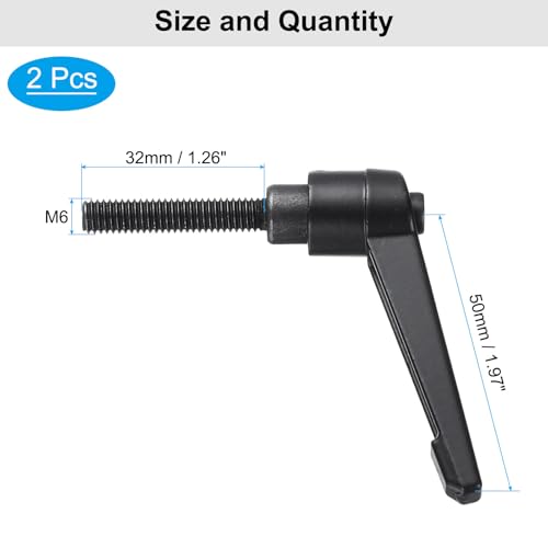 Image of uxcell 4pcs Clamping Lever Adjustable Handle Set Metric M6 x 32mm Male & M6 Female Thread Level Handles Hand Stud Knobs Quick Release Black for Lathe Machinery