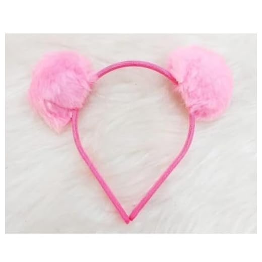 Tiara Arquinho Infantil Pompom Pelúcia Maria Clara e JP Carinha de Anjo Poliana Forrada Diversas Cores (Rosa Claro)