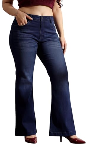 Image of Miss Chase A+ Women's Wide-Leg High-Rise Regular-Length Stretchable Shaping Denim Jeans