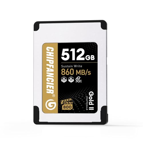 CHIPFANCIER Gold II 512GB CFexpress 4.0 Type A Card VPG800 Certified Sustained Read 1780MB/s & Write 860MB/s for Photographers & Videographers - Sony Alpha FX RAW 8K/12K Video
