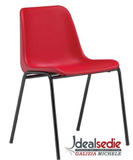 Sedia Da Ufficio Idealsedie - Impilabile, Monoscocca Plastica, Telaio Cromato, Grigio - Foto 9