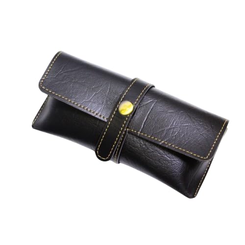 Image of Personalized Leather Goggle Cover | Custom Name | Unisex Faux Leather Eyewear Case with Button Closure | Travel-Friendly & Durable Sunglasses Holder for Men & Women