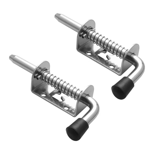 2 Piezas Pestillo Muelle Puerta Madera, Bloqueo Barril Resorte, Pestillo para Puerta Garaje, Pestillo de Resorte Cargado, Adecuado para Baños Inodoros Cobertizos Garaje, Cierre Seguro, 128mm