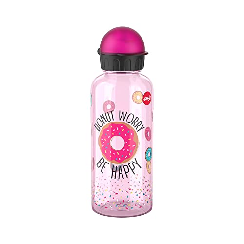 Emsa N30607 Teens Tritan Trinkflasche | Fassungsvermögen: 0,6 Liter | 100% sicher/praktisch/hygienisch/dicht/unbedenklich | cleverer Trinkverschluss | robust | Design: Donut