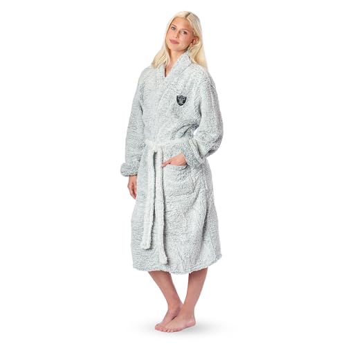 Northwest NFL Las Vegas Raiders Sherpa Bath Robe, 26" x 47", Gray - image 1