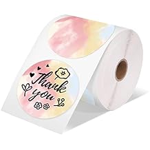 Memoking 2 Color Circle Thermal Label, Self-Adhesive Round Sticker Label, Circular Direct Thermal Printer Label for Logo Design, Name/Price Tag, Thanks Card,Address, QR Code, 750 Labels/Roll,Gradient