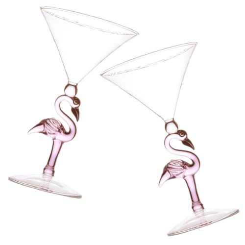 Image of Handcrafted Flamingo Martini Glass | Premium Borosilicate Glass with Artistic Flamingo Stem | Elegant Martini, Cocktail & Dessert Glass (Flamingo Martini Glass)