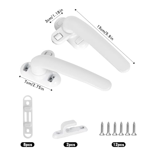 2 Stück Fenstergriff Aus Aluminiumlegierung - Universal Griff für Fenster, Metall Dreh Fensterklinke Mit Schraubbefestigung für Aluminium Flügelfenstertüren