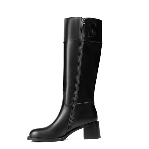 Reitoye Knee High Boots Women Round Toe Chunky Block Heeled Boots Side Zipper Tall Gogo Boots Shoes4