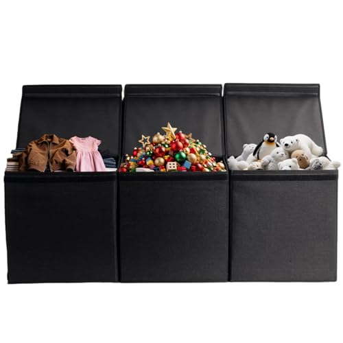 Extra Large Toy Storage Box with Lids,Collapsible Stackable Storage Bins with Lids,Cube Baskets Container Organizers,Foldable Storage Boxes for Living Room,Bedroom,Nursery-41.4