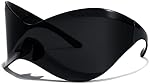 FEISEDY Lunettes de soleil futuristes Shield surdimensionnées pour femmes Hommes Alien Fashion Y2K Envelopper autour de Visor Lunettes de soleil nuances B9101