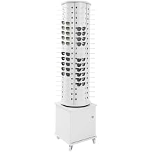 114 Pairs Sunglasses Display Stand with Storage Cabinet, 360 Degree Rotation Sunglasses Racks Display Stand Case, Glasses Storage Display Stand for Store, Exhibitions. White
