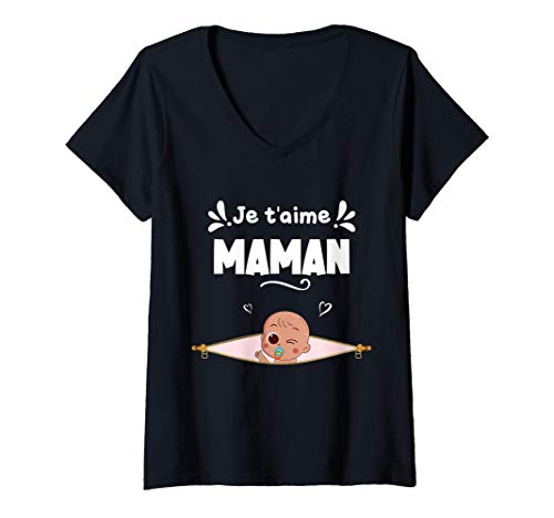 Femme Je t'aime maman - Annonce grossesse - Maternité Humoristique T-Shirt avec Col en V Cover