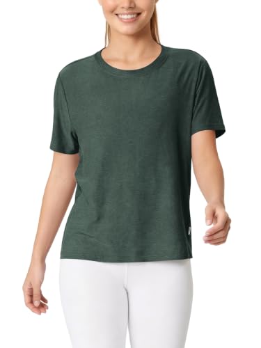 Image of ODODOS Women's Performance Cropped Tee Ultra Soft odSTRATUM Tech Short Sleeve Relaxed Top Crew Neck T-Shirts