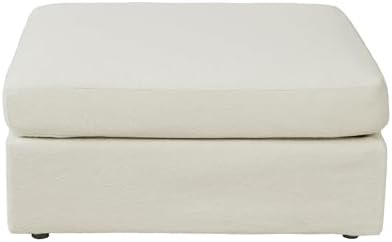 Boucle Ottoman,39 Inch Large Square Ottoman for Living Room Sofa Couch Bedroom, White