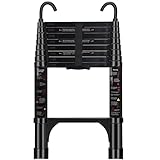 ARCHOM Telescoping Ladder 8.5 FT - Aluminum Telescopic Ladder with Hooks - Folding Extension Ladders for Home Work Loft Roof Attic RV Ladder with EN131 Certification - 330lbs Max Capacity (Black)