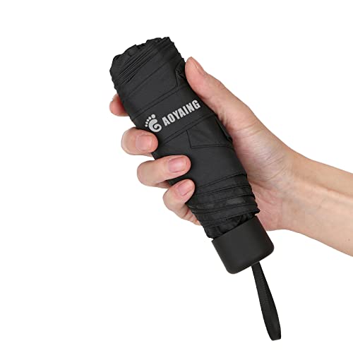 Gaoyaing Travel Mini Umbrella Sun&Rain Lightweight Small And Compact Suit For Pocket With Case Black #TOP1