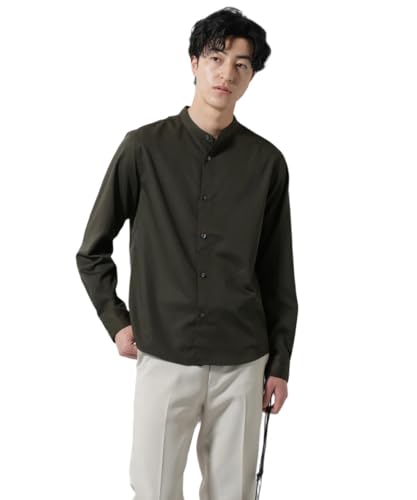 [ナノ・ユニバース] スタンダード バンドカラー シャツ 長袖 メンズ M 050 ブラウン 672-5220202
