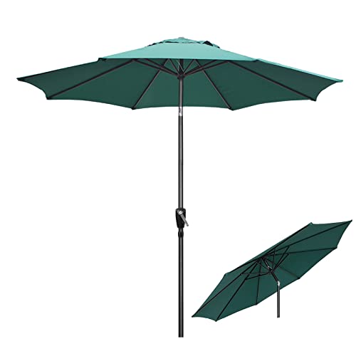 Sombrilla para exteriores de 9 pies con inclinación y manivela para proteger el sol, sombrilla para patio, mercado, con varillas sin base, para jardín, a, A