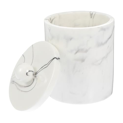 Cabilock Organizing Box Sealing Lid Marble Vein Toothpick Cotton Swab Storage Airtight White Random Style